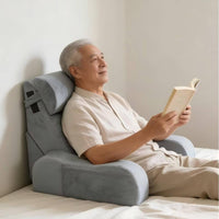 Oversized Bed Backrest Pillow Gray Synthetic Cover Household & Relaxation Item Reading Support Pillow