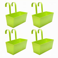 4 Pieces Railing Planter Box Curved Hooks Fence Hanging Planter Rectangular Garden Container