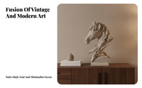Tabletop Abstract Horse Head Decor Large Resin Horse Sculpture for Tv Cabinet, Desk, Office