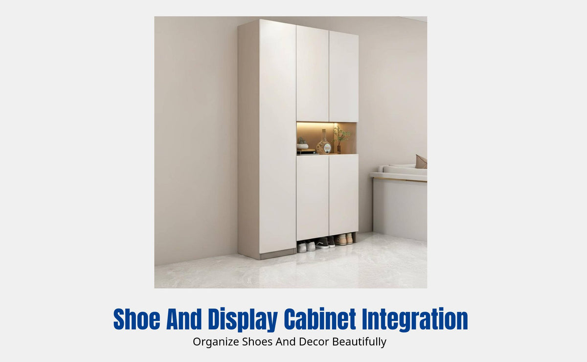 Modern Solid Wood L-Shaped Entryway Corner Cabinet, Partition Storage for Living Room