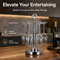 Gold Wine Glass Holder, Metallic Countertop Stemware Rack for 6 Glasses, Home Bar Accessories for Entertaining