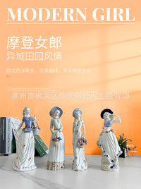 European Style Resin Female Figurine for Home Decor