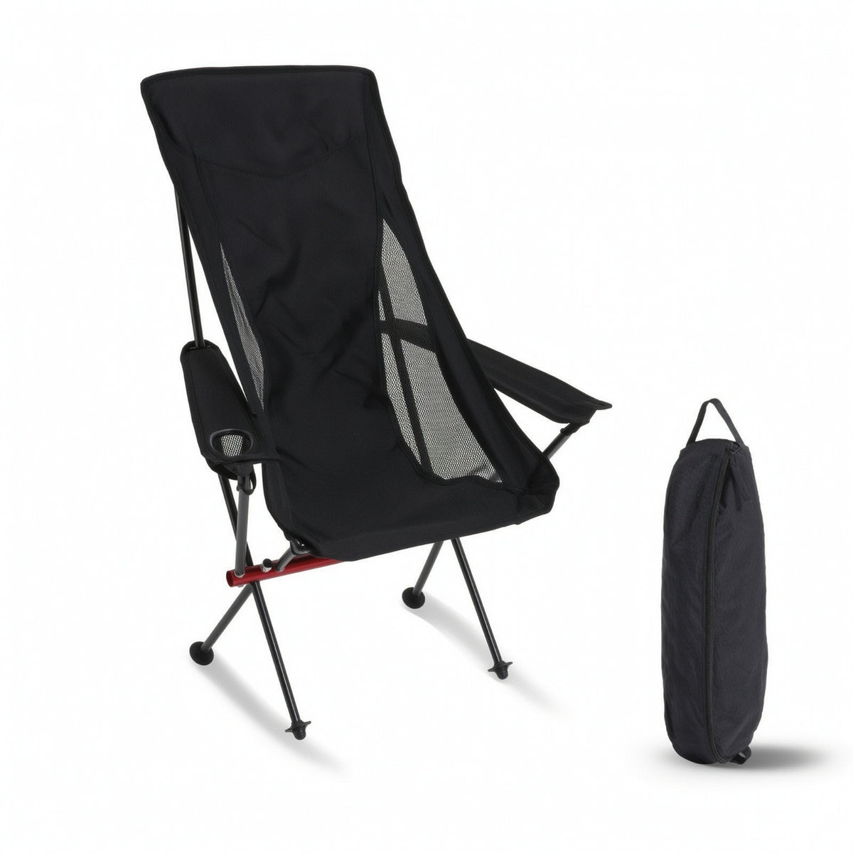 Folding Camp Chair Portable High-Back Chair with Armrests Lightweight Furniture for Campers, Anglers, Camping, Fishing, Beach
