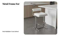 Bauhaus Aesthetic Bar Stool with Backrest Built-in Footrest Padded Cylindrical Frame Stool Designer Inspired Counter Chair Cushioned Seat and Back for Cafe Owners, Homeowners, Adults, Kitchen Island, Restaurant, Dining Room, Office