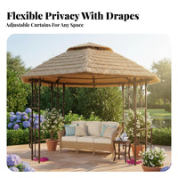 Thatch Roof Gazebo Protection Simulated Straw Sun Cover Southeast Asian Design Patio Tea House for Families, Courtyard, Deck, Commercial Venues