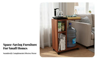Multi-Purpose Use Rolling Tea Cart Small Footprint Mobile Sofa End Table Heat-Resistant Top Movable Tea Station Easy to Clean for Apartment Dwellers, Homeowners, Office Workers, Living Room, Bedroom, Kitchen