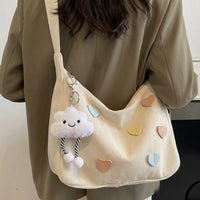 School Bag for Students with Soft Oxford Cloth, Printed Canvas Shoulder Bag and Work Bag for Women, Crossbody Bag, Dumpling Bag Travel Charm