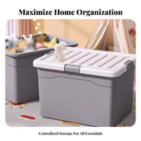 Large Capacity Wheeled Storage Bin with Lid Multi-Purpose Wheeled Latch Box sturdyDuty Rolling Container long-lasting Construction for Homeowners, Families, Playroom, Bedroom, Moving, Closet