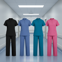 Unisex V-Neck Scrub Set with Short Sleeves and Straight Leg Pants