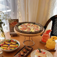 Dessert Display Stand Versatile Elevated Pizza Serving Tray Rustic Charm Round Food Platter for Pizzerias, Caterers, Hotel Dining, Buffet, Parties