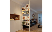 No-Drill Installation Floor to Ceiling Pegboard Shelf Multi-Functional Shelving Single-Unit Space Saving Room Divider Modular Design for Behind Door, Small Apartment
