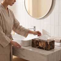 Rectangular Tissue Box Marble-Pattern Tissue Box Cover Elegant for Desk