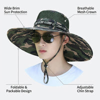 Foldable Fisherman Hat for Outdoor Activities, Wide Brim Bucket for Mountain Climbing and Fishing, Lightweight Embroidered Protection Cap for