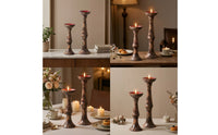 2 Pieces Candle Holders with Red Cups Vintage-Inspired Resin Candle Holders Candlesticks Sculptural Candlestick Elegant