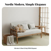 Nordic Design Wooden Frame Corduroy Couch Minimalist Design Sofa High-Resilience Foam Cushion Living Room Furniture Luxurious Cushions for Apartment Dwellers, Homeowners, Young Adults, Small Areas, Bedroom, Lounge Area, Pale Ice