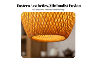 Rustic Design Bamboo Hanging Light Easy Installation Bamboo Hanging Light Adjustable Height Japanese Design Chandelier for Interior Designers, Restaurant Owners, Tea Room, Bedroom, Farmhouse, Hallway