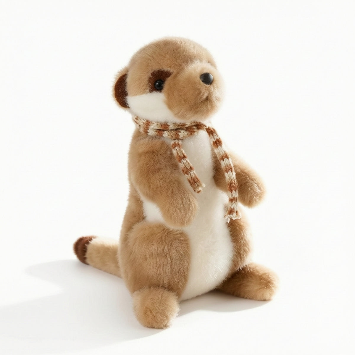 Stuffed Meerkat with Scarf Knitted Meerkat Stuffed Animal Soft Seated for Children, Desk Display, Bedside Table