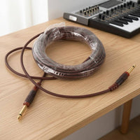 Coiled 6.35 Mm Instrument Cable Gold Tips 6.35 Mm Audio Cable Metal Plugs Insulated