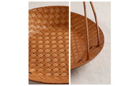 Handmade Bamboo Tray with Handle Natural Woven Serving Tray Lightweight Woven Basket with Handle Decorative for Hosts