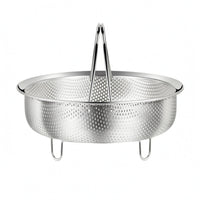 Raised Rim Stainless Steel Steaming Basket Arched Handles Stainless Steel Steamer Basket Support Feet Kitchen Tool Fine Steam Holes