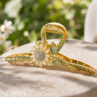 Hand-Painted Floral Hair Claw Clip for Women, Sweet Girls' Temperament Shark Clip for Back of Head