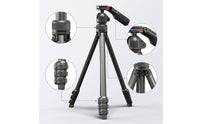 Camera Tripod with Phone Clamp Lightweight Phone Camera Tripod Stand Extendable for Content Producers, Students, Livestreaming