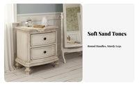 French Country design off-white Distressed Bedside Cabinet high-quality Wood Distressed off-white Nightstand Vintage Design Bedroom Furnishing Rustic Look for Adults, Homeowners, Interior Designers, Guest Room, Hallway