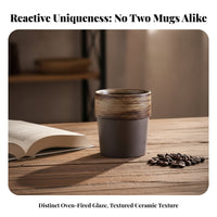 Ceramic Cup with Glazed Band | Modern Minimalist Design, Straight-Sided Coffee Cup, for Office