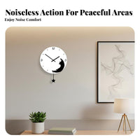 Swinging Tail Cat Clock Decorative Cat Pendulum Clock Creative Design Precise Timekeeping for Children, Children's Room, Bedroom