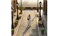 White Dress Female Figurine Hand-Painted Resin Miniature Figurine Resin Miniature Person Realistic Texture Miniature Scene