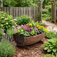 Half Barrel Planter Vintage Barrel Planter Decorative Flower Pot for Patio