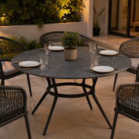 Rattan-style 2-Person Round Dining Table, 0.8m, Modern Cafe Style Dining Table