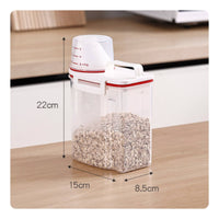 Moisture-Proof Rice Dispenser with Measuring Cup Food-Safe Cereal and Grain Storage Bin Space-Saving Design for Countertop, Kitchen Cabinet