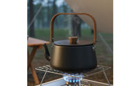 Aluminum Camping Kettle Wood Handle Campfire Kettle Controlled Pour Spout Portable Water Boiler for Hikers
