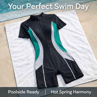 Swimsuit for Plus Size Women with Padded Bra Support, Athletic One-Piece Design for Water Sports and Fitness, Modest Monokini with Flat-Leg Shorts