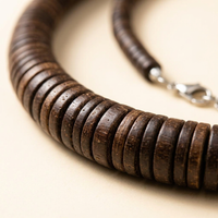 Beaded Necklace for Men Women, Handmade Wood Pendant Clavicle Chain, Individual Trend, Party Outfit Accessory, Everyday Wear Fashion Necklace