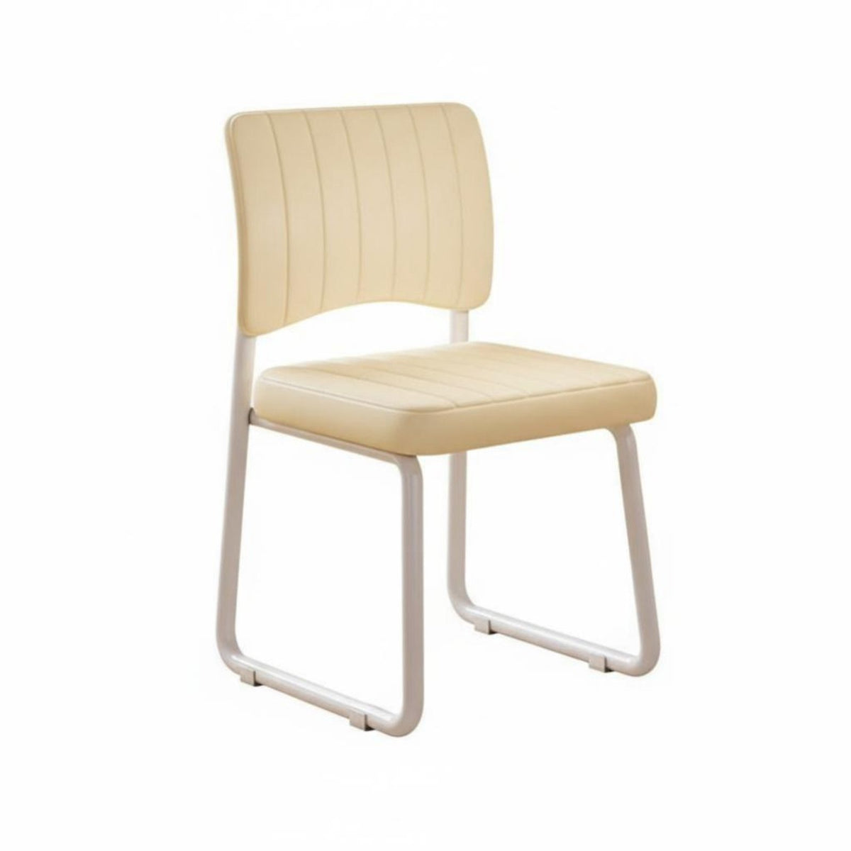 Comfortable Cushion Upholstered Vanity Chair with Back Ergonomic Design Upholstered Sled Base Chair Wide Backrest Household Furniture Strong Support for Students, Home Office Workers, Adults, Bedroom, Study Room, Small Areas