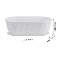 Planter Pot and Ribbed Resin Planting Box with Drip Tray, Simple Style Pots Window Vegetable Garden Planter, Floor Standing Large Plant Pots