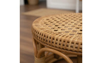 Round Rattan Stool Multi-Functional Wicker Footstool Bohemian Style Small Woven Ottoman for Children, Entryway, Living Room, Balcony