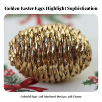 Decorative Easter Egg Woven Design Rope Wrapped Egg Ornament Party Supply for Families, Homeowners, Tabletop Display, Classroom