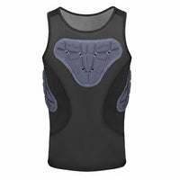 Segmented Padding 3D Protect Vest Protective Resistant Padded Protect Vest Stretchy Material Padded Compression Shirt Black for Athletes