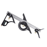 Combination Square with Bubble Level 0-180 Degree Combination Square Angle Locator Multifunction Protractor Stainless Steel