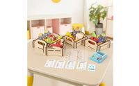 Grocery Store Toy Set Solid Wood Imitation Groceries Set with Crates Educational Pretend Supermarket for Preschoolers, Young Children, Playroom
