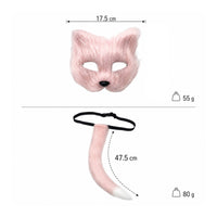 Face Covering with Tail Faux Hair Costume Set with Face Covering Soft for Adults