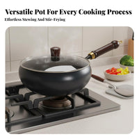 Iron Wok Non-Stick Flat Bottom Wok Deep Frying Pan Warp-Resistant Rust-Resistant