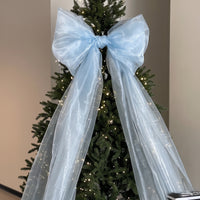 Flowing Diaphanous Bow with Drapes Oversized Christmas Tree Bow Large Decoration Elegant for Wedding, Party Backdrop