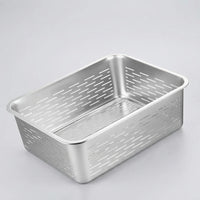 Stainless Steel Colander Set of 2, Rectangular Food Strainer with Slotted Holes, Kitchen Colander Draining Basket in Multiple Sizes for Home