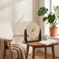 Clock with Metal Stand Decorative Stone Texture Clock Small for Entryway