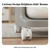 Multi-Tier Toy Storage Cart With Wheels Cartoon Storage Trolley Mobile Toy Bin Organizer Detachable Bins for Playroom, Preschool
