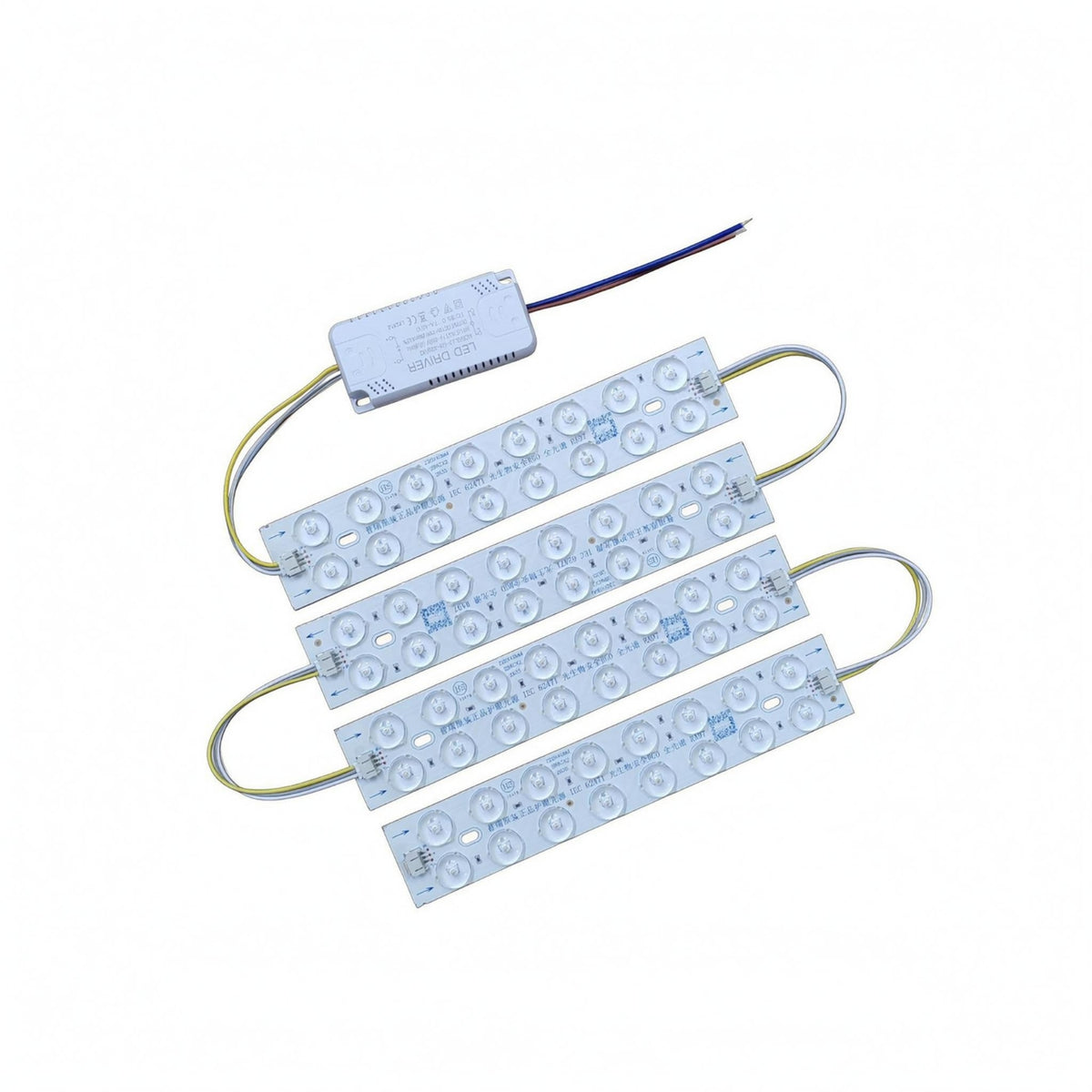 LED Light Strip Assembly Double-Row Light Bar Assembly LED Bar Module Round Lens Covers Driver Module White